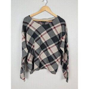 Rachel Zoe Sweater Womens XL Plaid Long Sleeve Pullover Lightweight